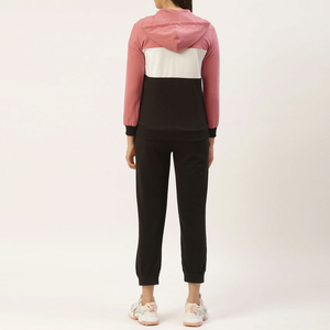 Conjunto Deportivo con Capucha para Mujer, Bloques de Color, Mangas Largas, Pantalones Deportivos, Ropa Casual, Transpirable, Poliéster y Algodón, Estilo Otoñal - Product Image 2