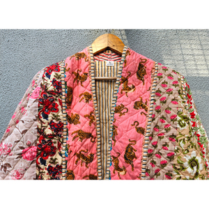 Indian Cotton New style Woven Long Sleeve <b>Patchwork</b> Quilted <b>Jacket</b> Handmade Lightweight & Warm for Autumn/Winter gift for her - Product Image 4