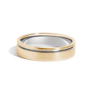 5mm Grooved Wedding Band Custom 10K 14K 18K Gold Flat Center Cut Plain Cigar Ring For Men Minimalist B2B Factory Price Wholesale - Product Image 1