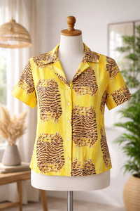 Conjunto de Pijama de Seda Satinada con Estampado de Tigre para Mujer, Manga Corta, Rayas Amarillas, Ropa de Dormir de Verano, Pieza Maestra - Product Image 6