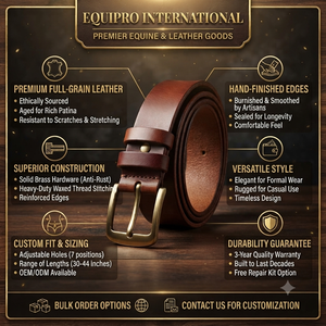 Hotselling <b>Brown</b> Other Material Casual <b>Belt</b> with Alloy Buckle Solid Pattern Eco-Friendly Hand Finished for Men - Product Image 4
