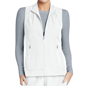 Hauts de blouse d'infirmière personnalisés pour femmes, en tricot élasthanne, uniformes médicaux, gilets avec poches, vêtements de travail hospitaliers OEM, tissu personnalisé - Product Image 1