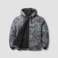 Sweat à capuche Woobie pour homme, coupe régulière, en nylon Ripstop imperméable, matelassé, avec extrémités de manches côtelées, motif camouflage numérique hexagonal gris, 180g
