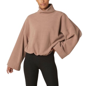 Sudadera de lana de gran tamaño con cuello de tortuga y logotipo privado 2025, manga de campana ancha con estampado bordado XS 6XL, temporada de otoño - Product Image 5