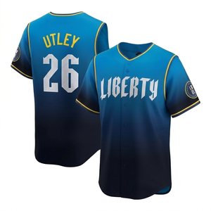 Camiseta de Béisbol para Hombre Liberty, Cuello en V, Manga Corta, 100% Poliéster, Transpirable, Diseño Frontal con Nombre del Equipo Serigrafiado - Product Image 1