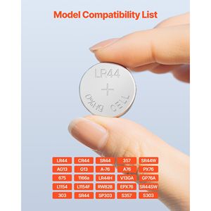 Lot de 4 piles alcalines bouton LR44 1,5 V AG13 357 303 SR44 sans mercure (40 piles au total) - Product Image 6