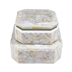 ชุดกล่องเก็บของทำด้วยมือ MDF ลายฝังมุกแปดเหลี่ยมสำหรับตกแต่งบ้านเครื่องประดับกล่องไม้ไผ่ - Product Image 1