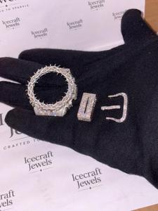 Boîtier de montre de luxe personnalisé avec lunette sertie de diamants Moissanite, en acier inoxydable de qualité supérieure, accessoires de montre Hip Hop - Product Image 1