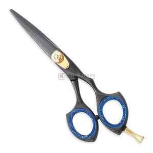 Ergonomic Professional Salon Hair Cutting Scissors Ultra Sharp Stainless Steel Adjustable Tension Screw <b>Polish</b> <b>Black</b> Color - Product Image 1