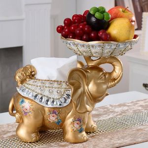 Cestino di frutta elefante oro e bianco con scatola di tessuto in resina vassoio Snack per la decorazione della casa - Product Image 1