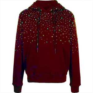 Sweat-shirts à strass, fabrication OEM, sweat-shirt en molleton de coton avec design en pierres brillantes, personnalisation de la marque disponible - Product Image 3