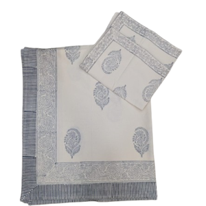 Handmade Pigment Printed Intricate Floral 3-Piece <b>King</b> <b>Size</b> 100% Cotton 200TC Machine Washable Durable Flat <b>Bed</b> <b>Sheet</b> <b>Set</b> - Product Image 1