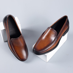 Nueva llegada de los hombres italianos Zapatos de vestir de cuero de grano completo Oxfords Business Casual Slip-On Mocasines estilo para todas las estaciones Formal - Product Image 1