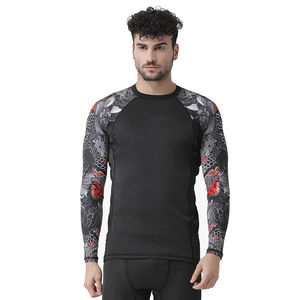 Cheap Price Demandable Men Rash Guard Polyester MMA Rash Guard Long Sleeve Compression <b>BJJ</b> Rash Guard - Product Image 5