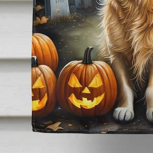 Bandera de Casa de poliéster Multicolor grande para Golden Retriever Spooky Halloween decorativo patio Banner ilustraciones pared colgante porche - Product Image 4