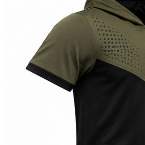 Olive Green Color Men's <b>Hoodie</b> Front Slant Pocket Design Ergonomic Fit Handsome <b>Workout</b> Look Short Sleeve Custom Printing <b>Hoodie</b> - Product Image 6