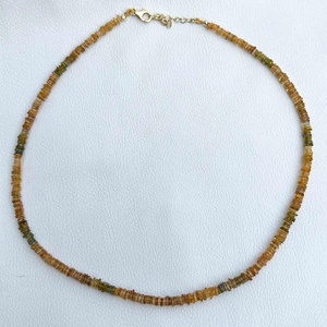 Natural Petro Tourmaline Smooth Square <b>Heishi</b> <b>Beads</b> Necklace Sterling Silver Clasp Beaded Gemstone Jewelry Gold Plated Necklace - Product Image 4