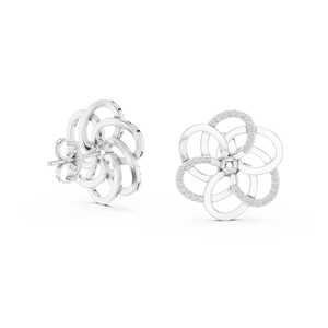 INTERLOCK FLORAL LAB GROWN DIAMOND <b>EARRING</b> <b>SET</b> IN 18KT WHITE <b>GOLD</b> FOR WOMEN'S ENGAGEMENT WEDDING PARTY VALENTINE GIFT DAILY USE - Product Image 2