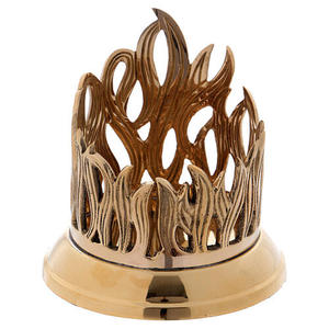Support de bougie en métal au design antique, finition dorée, avec base sur pieds, pour la décoration de fêtes, usage en église, hôtel. - Product Image 3