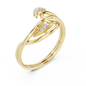 Anillo de oro macizo de 14k para mujer con diseño de onda, minimalista, con diamante de corte redondo, para regalo, compromiso, aniversario, boda - Product Image 3
