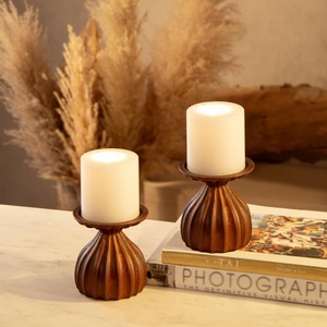 Support de bougie en bois de luxe fait main, décoration de table rustique, centre de table, cadeau pour la maison, mariage, Noël, événement, accent de décoration intérieure, artisanat - Product Image 5
