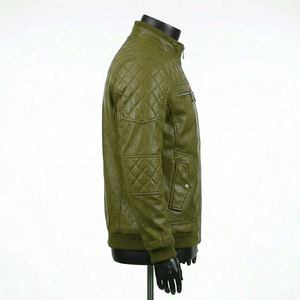 Custom Men's <b>Winter</b> <b>Leather</b> <b>Jacket</b> with Stand Zipper PU Plain Dyed Techniques Front Logo Manufactured Clothing - Product Image 2