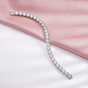 Premium <b>White</b> Gold Finish Sterling Silver VVS Moissanite Tennis <b>Bracelet</b> Refined Unisex Luxury Gift Wristwear Collection - Product Image 4