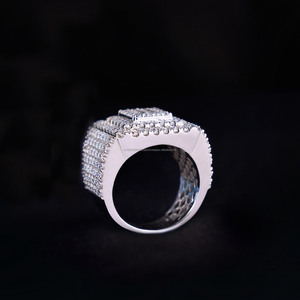 Fully <b>Iced</b> Out Statement <b>Ring</b> Mens Engagement <b>Ring</b> Round Cut Moissanite Diamond 925 Sterling Silver Rapper Hip Hop Party Jewelry - Product Image 6