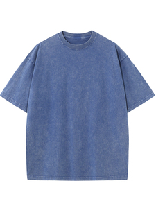 Camiseta Oversize Vintage Lavada para Hombre, Algodón Pesado, Lavado Ácido, Camiseta Lisa, Streetwear, Logotipo Personalizado, Suministro OEM ODM - Product Image 4