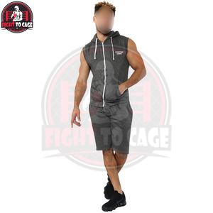 Ensemble short et sweat à capuche sans manches en mélange de coton confortable de qualité supérieure 2026 – Léger, uni, décontracté, pour l'automne, idéal pour le sport - Product Image 6