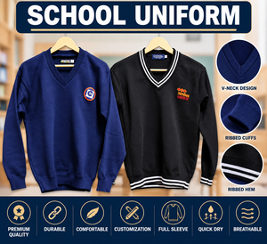 Uniforme escolar reflectante unisex, suéter de punto con cuello en V para niños, logotipo personalizado con colores válidos según ISO. - Product Image 3