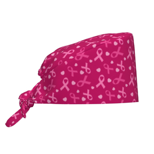Pink Ribbon Awareness <b>Scrub</b> Cap with Adjustable Tie <b>Back</b> - Cotton Breathable Surgical Hat for Nurses & Doctors - Wholesale - Product Image 6