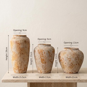 Rustic <b>Ceramic</b> <b>Vase</b> Set Matte Finish Handmade Tabletop Decor 8-16 Inches Vintage Style - Product Image 5
