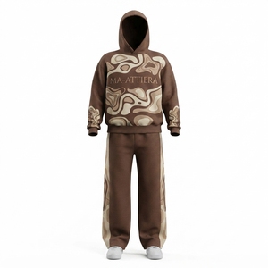 Conjunto de Sudadera con Capucha Oversize y Pantalones Deportivos para Mujer, con Bloques de Color, Estampado Gráfico y Bolsillo Canguro - Product Image 4