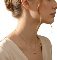 Collar con Colgante de Diamante de Laboratorio Redondo de Diseño Exclusivo, Oro Sólido de 14K y 18K, Joyería Minimalista, Collar con Dije Delicado