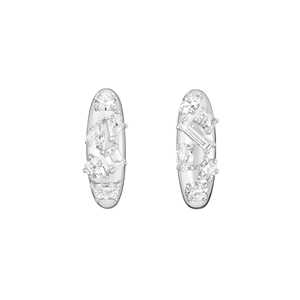 Boucles d'oreilles pendantes 3 carats en diamants de laboratoire à taille fantaisie mixte, en or 14K, serties de griffes hybrides, modernes, sculpturales et minimalistes - Product Image 4