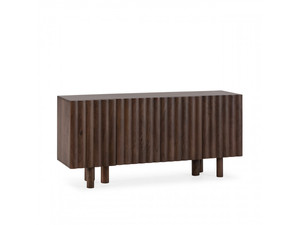 Modern Luxury Solid Wood 3D Geometric Hand Carved Diamond Pattern Dining <b>Sideboard</b> Midcentury Modern Tapered Legs 3 ft <b>Storage</b> - Product Image 3