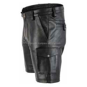 Pantalones cortos de cuero casuales sólidos de alta calidad para hombre, transpirables de secado rápido, multibolsillos, cremallera, cierre de mosca para uso diario al aire libre - Product Image 3