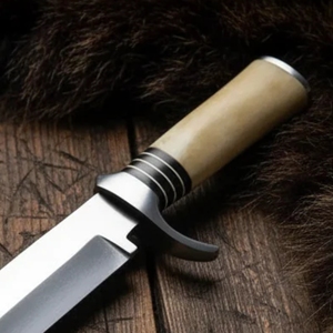 Cuchillo Bowie Vikingo Artesanal de Acero D2 con Mango de Hueso y Micarta, Hoja de 14 Pulgadas y 3mm de Grosor, Punta Caída |   Funda de Cuero Premium - Product Image 3