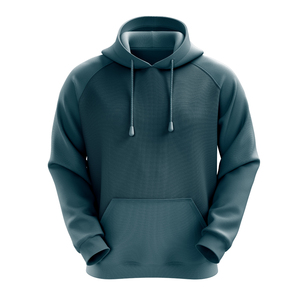 Sweat-shirt à capuche pour homme, couleur vert-bleu foncé, coupe classique, en coton French Terry, décontracté, couleur unie, avec poche, pour l'automne - Product Image 3