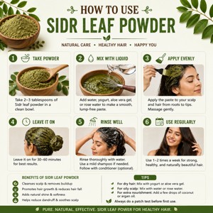 Poudre de feuilles de Sidr de qualité supérieure pour le lavage des cheveux et les soins de la peau, poudre d'herbes 100% naturelle pure pour le renforcement des cheveux et le nettoyage en douceur - Product Image 2