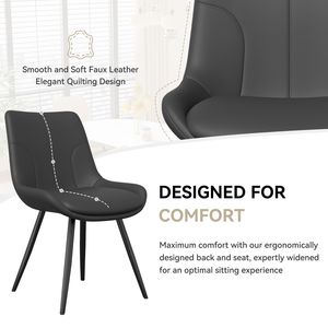 Set di sedie da pranzo moderne senza braccioli da cucina 2 sedie laterali imbottite in pelle sintetica con gambe in metallo - Product Image 6