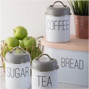 Wholesale Galvanized Steel Bread Bin & <b>Kitchen</b> <b>Storage</b> Canister Set 4PCS Food Grade Tea Coffee Sugar Jars for Home Decor Jars - Product Image 1