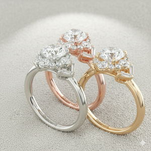 Bague de fiançailles Stonewels Glamour Halo de style vintage avec diamant serti à griffes pour or certifié - Product Image 4