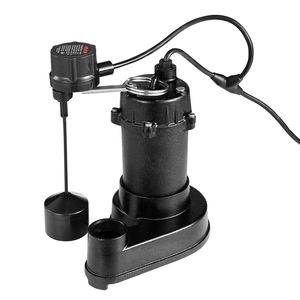 Pompa Sommergibile per Acque Reflue/Effluenti da 1/3 HP 3000 GPH con Interruttore a Galleggiante Automatico, Scarico NPT da 1,5 Pollici, Ghisa, 1 Pezzo - Product Image 1