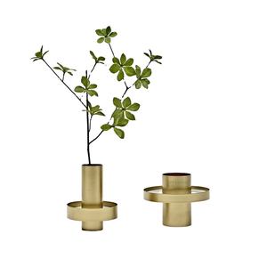 Par de jarrones de equilibrio de latón contemporáneo, soporte de flores de Metal moderno, maceta redonda minimalista, decoración artística, contenedor, acento de mesa - Product Image 1