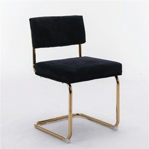 Modern Corduroy Fabric <b>Dining</b> <b>Chairs</b> Gold Metal Base Armless Kitchen Side <b>Chairs</b> with Channel Tufting Furniture Accessory - Product Image 3
