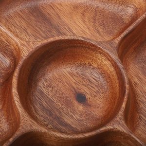 Bandeja Redonda de Madera con Divisiones para Servir Aperitivos, Plato de Madera de Acacia con 5 Compartimentos para Servir Frutos Secos y Nueces - Product Image 5