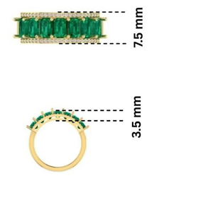 Anillo de Lujo de Media Eternidad con Zafiro Azul Cultivado en Laboratorio de 14 Quilates y Diamantes para Boda, Aniversario o Fiesta - Product Image 2
