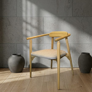 Fauteuil de salle à manger moderne en bois Evander avec dossier et assise rembourrés au design ergonomique - pour la maison, le bureau et l'appartement - Product Image 2